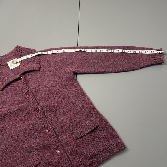 The Edinburgh Woollen Mill Cardigan Womens 34 S Red Shetland Wool Knit - FLAW - Picture 9 of 15